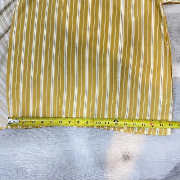 Woven Golden Yellow and Cream Striped Mini Wrap Dress Size M NWT - Picture 9 of 17